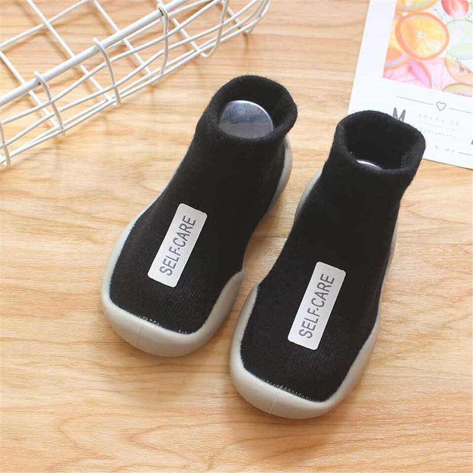 Unisex Baby Shoes First Shoes Baby Walkers Toddler First Walker Baby Girl Kids Soft Rubber Sole Baby Shoe Knit Booties Anti-slip: Black / 19-24M