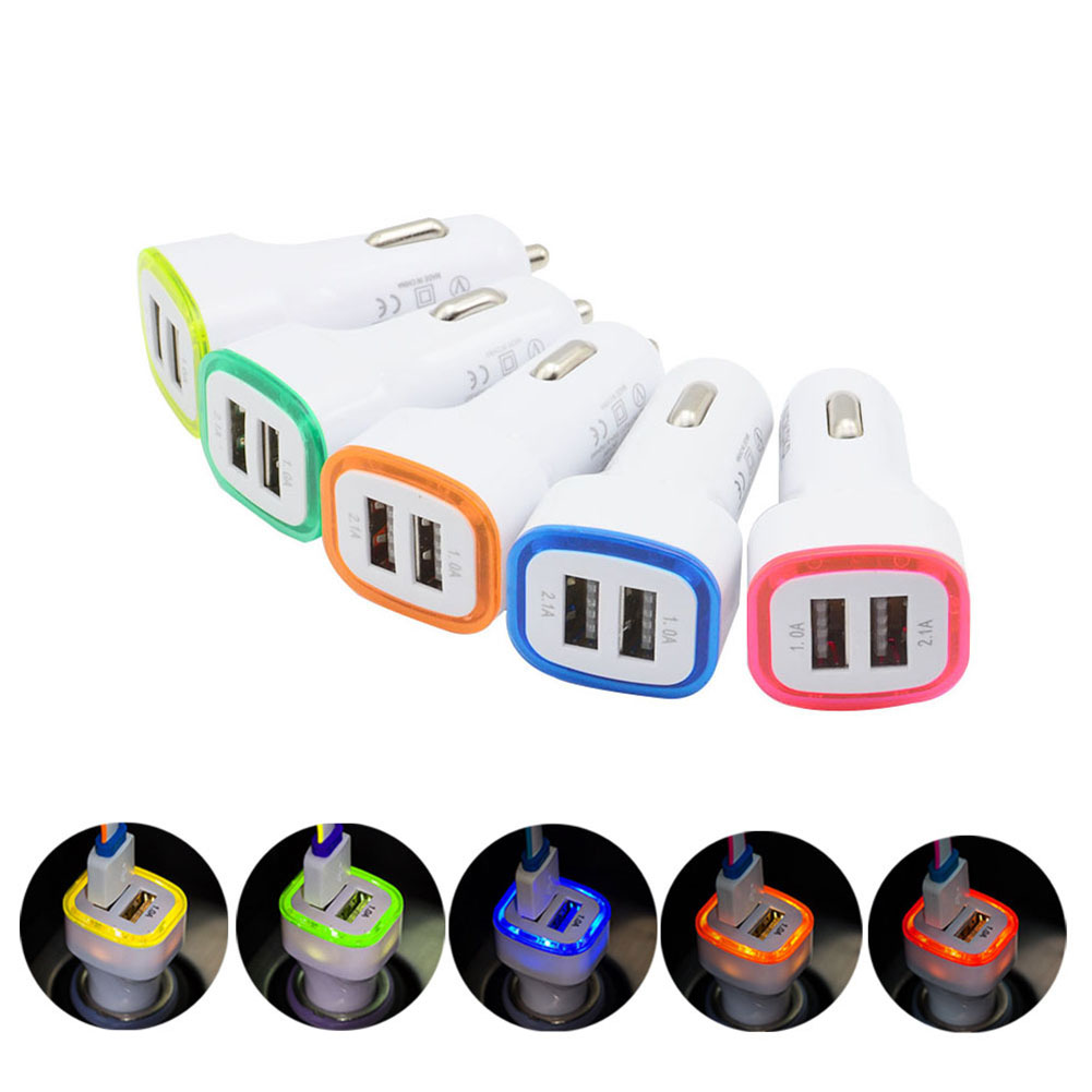 Universal- LED Dual USB 2,1 A + 1,0 EIN Auto Ladegerät 2 Hafen Adapter Zigarette Buchse Leichter Mini Mobiltelefon Auto ladegerät Für praktisch