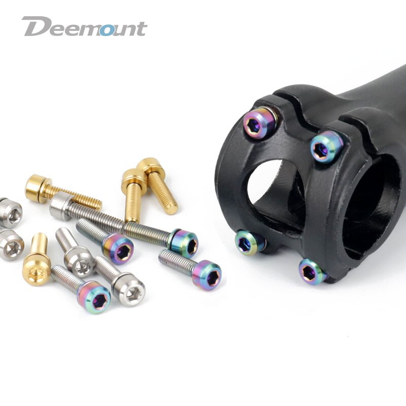 Deemount 6 pz/lotto di Titanio TC4 Bulloni M5x18 Esagonale Testa W/Rondella per Stelo cambio Morsetto del Reggisella Ti Vite Bicicletta parti di fissaggio