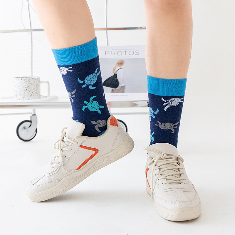 Nuevos calcetines de para hombre Harajuku japonés calcetines de dibujos animados felices caballito de mar cangrejo camarones calcetines de Coral tendencia medias masculinas calcetines divertidos