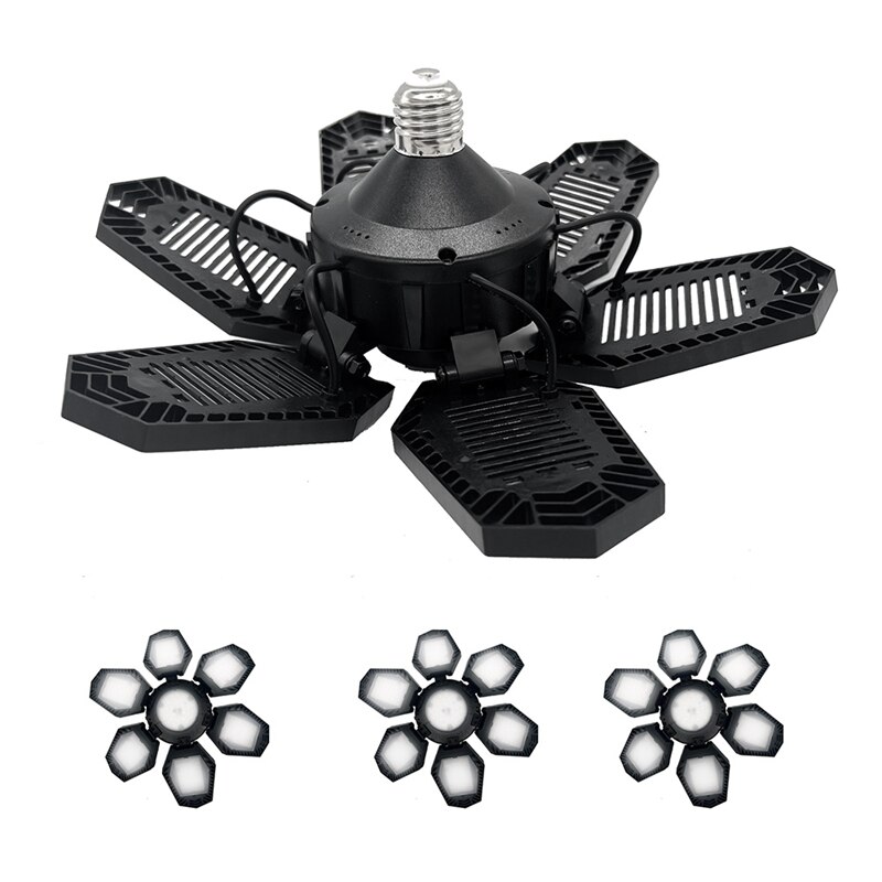 LED Garage Light, Strong Aluminum LED Garage Ceiling Light With Long Lifespan, 6 Deformable Panels To Adjust Lighting