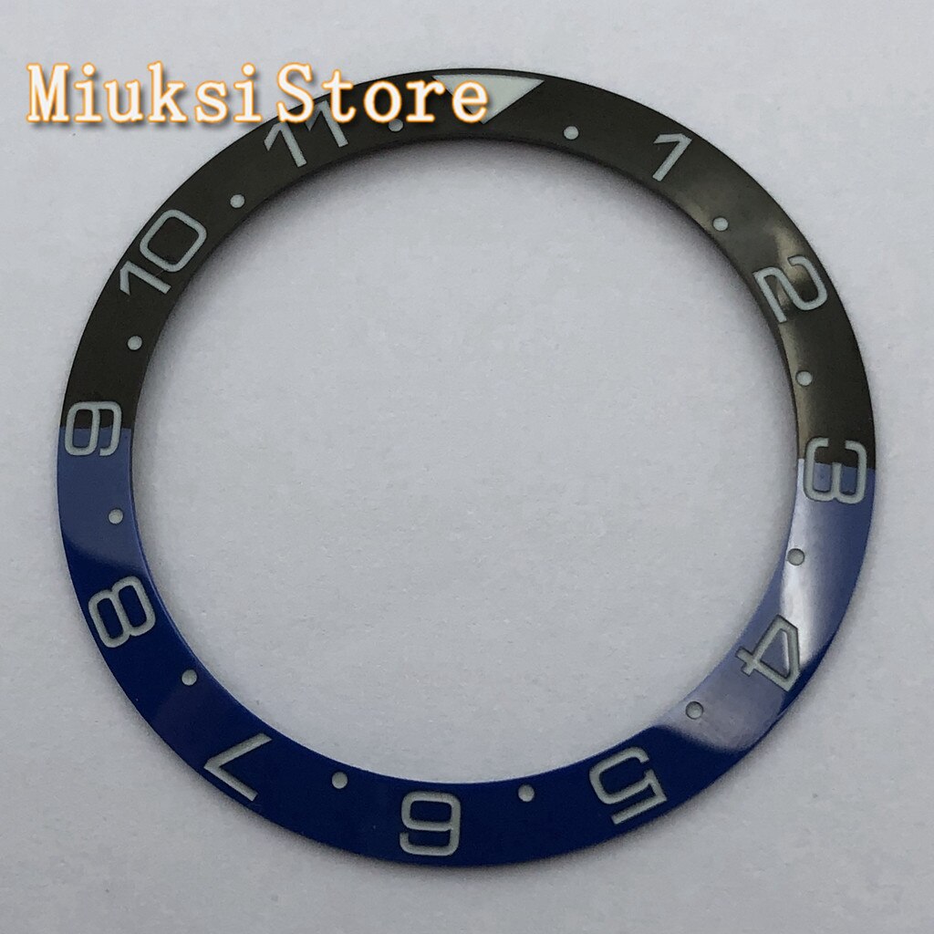 1Pcs 38Mm Blauw Super Lichtgevende Horloge Keramische Bezel 12 Uur Dual-Tijd Ring Insert Past Voor 40mm Horloges Horloge Case