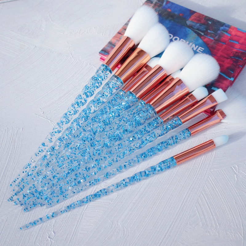 10 Piece Unicorn Makeup Brush Set Liquid Foundation Cosmetics Blush Eyeshadow Eyebrow Brush Women Beauty Glitter Makeup Brush