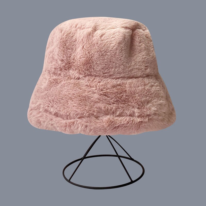 Vrouwen Emmer Hoed Winter Faux Fur Dikke Warme Pluche Hoed Visser Stijl Wilde Mode Oor Bescherming Comeforble: Pink