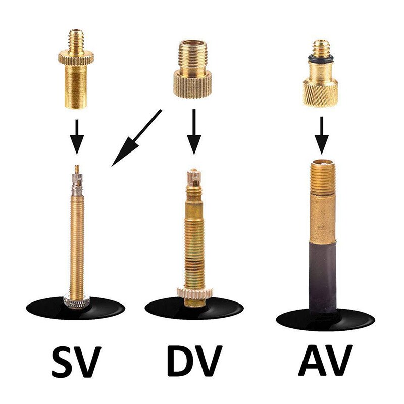 Koper Inflator Pomp Nozzle Kit Valve Adapter Tube Fiets Valve Adapters Voor Road &amp; Mtb &amp; Fixie Bike Tire Pomp