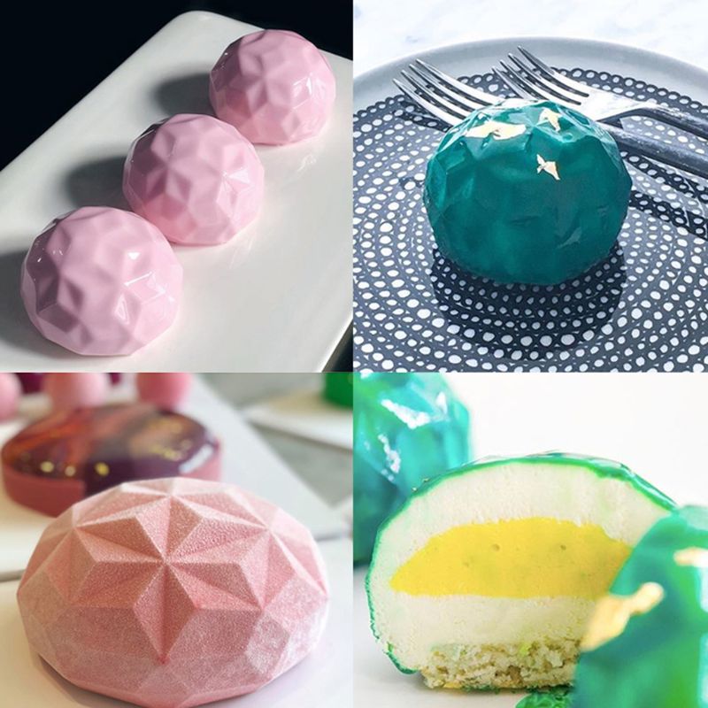 6 hål diamant silikon kaka choklad formar för att baka dessert is form form