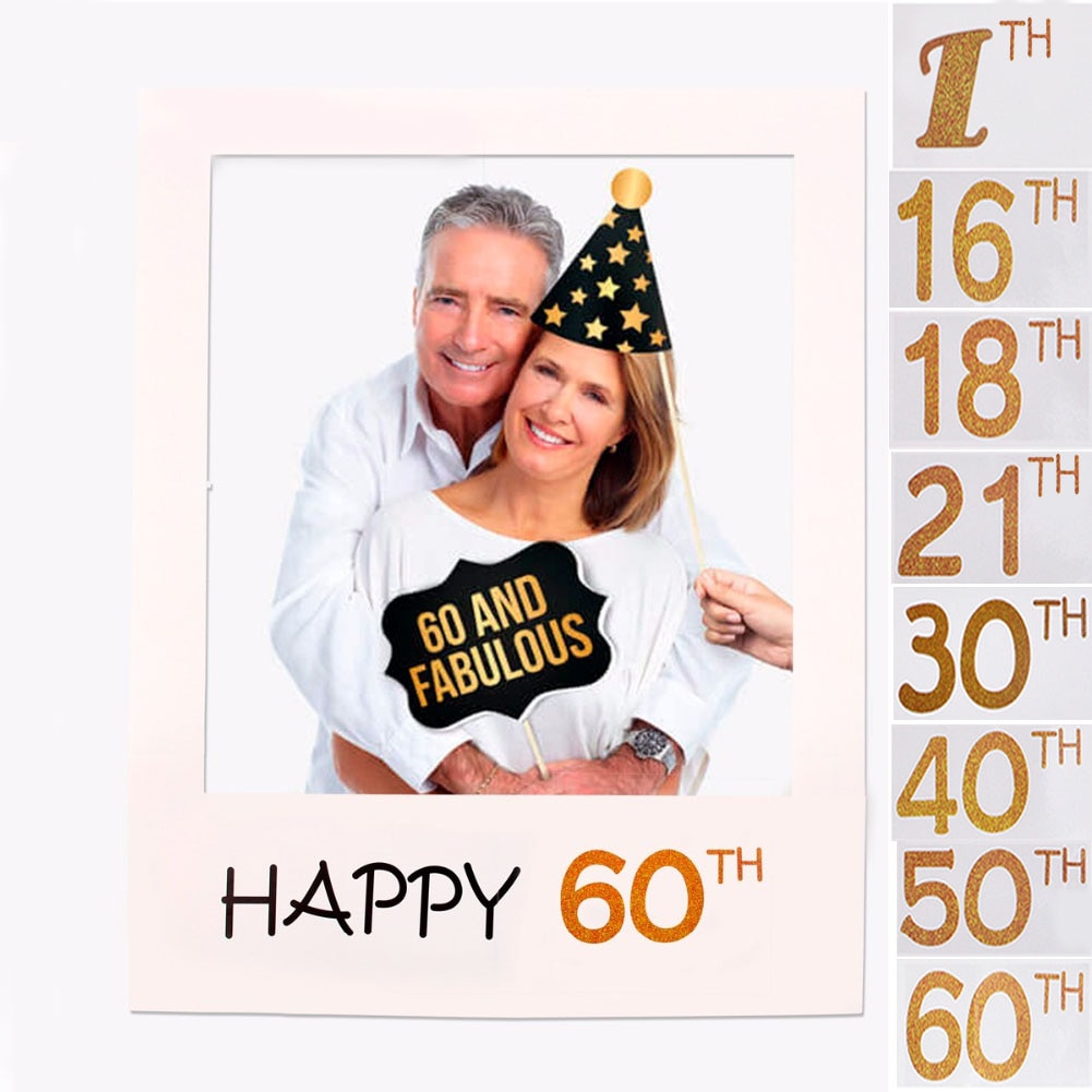 1st/16/18/21/30/40/50/60th Birthday Party Photo Frame Selfie Decoration Booth Photograph Props