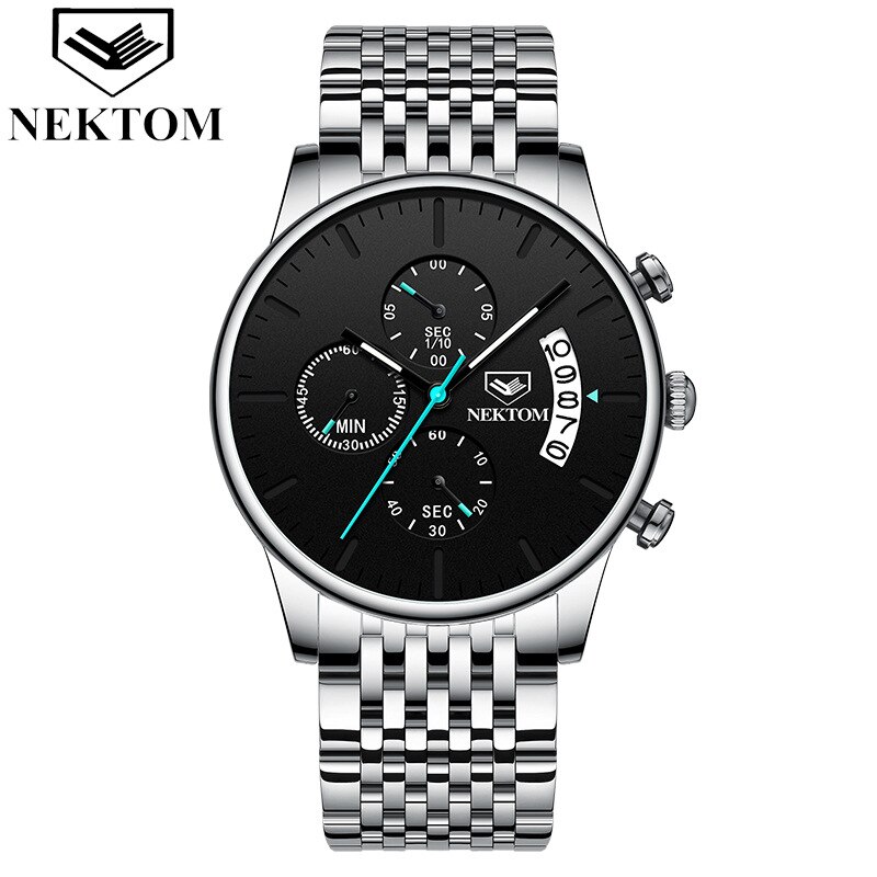 Nektom Explosies Mannen Horloge Mode Stalen Band Quartz Horloge Waterdicht Lichtgevende Trend Horloge
