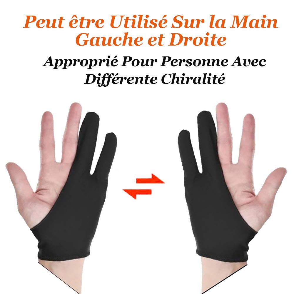 6 stücke Künstler Zeichnung Handschuhe Anti-Fouling Grafik Tablet Handschuh Zwei Finger, gute für Rechts oder Links Hand, Größe M