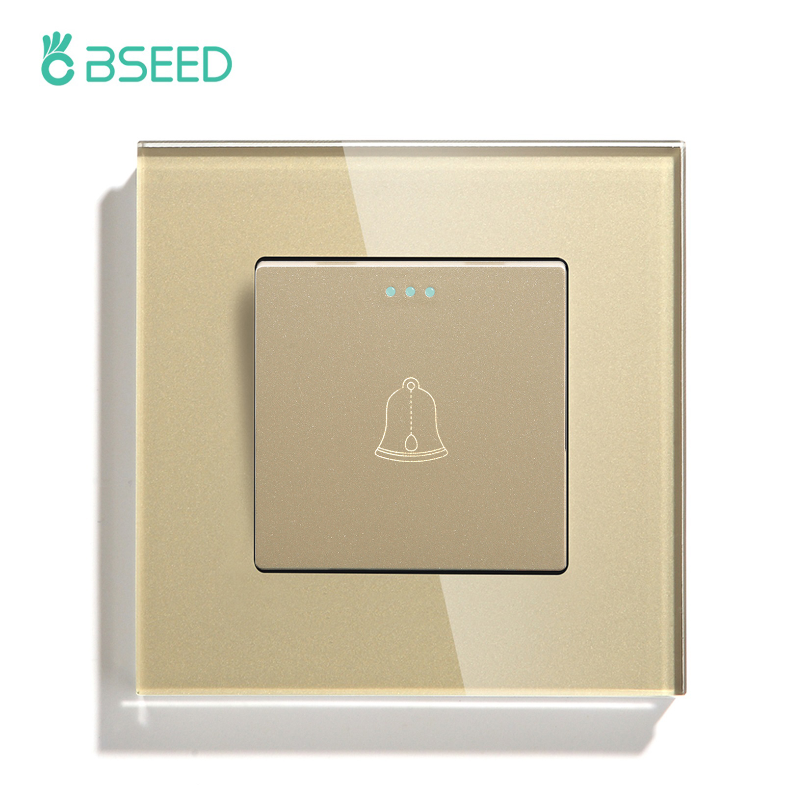 Bseed Eu Standaard Mechanische Knop Schakelaar Deurbel Schakelaar Gehard Galsframe Drukschakelaar Voor Huis Hotel: Blauw