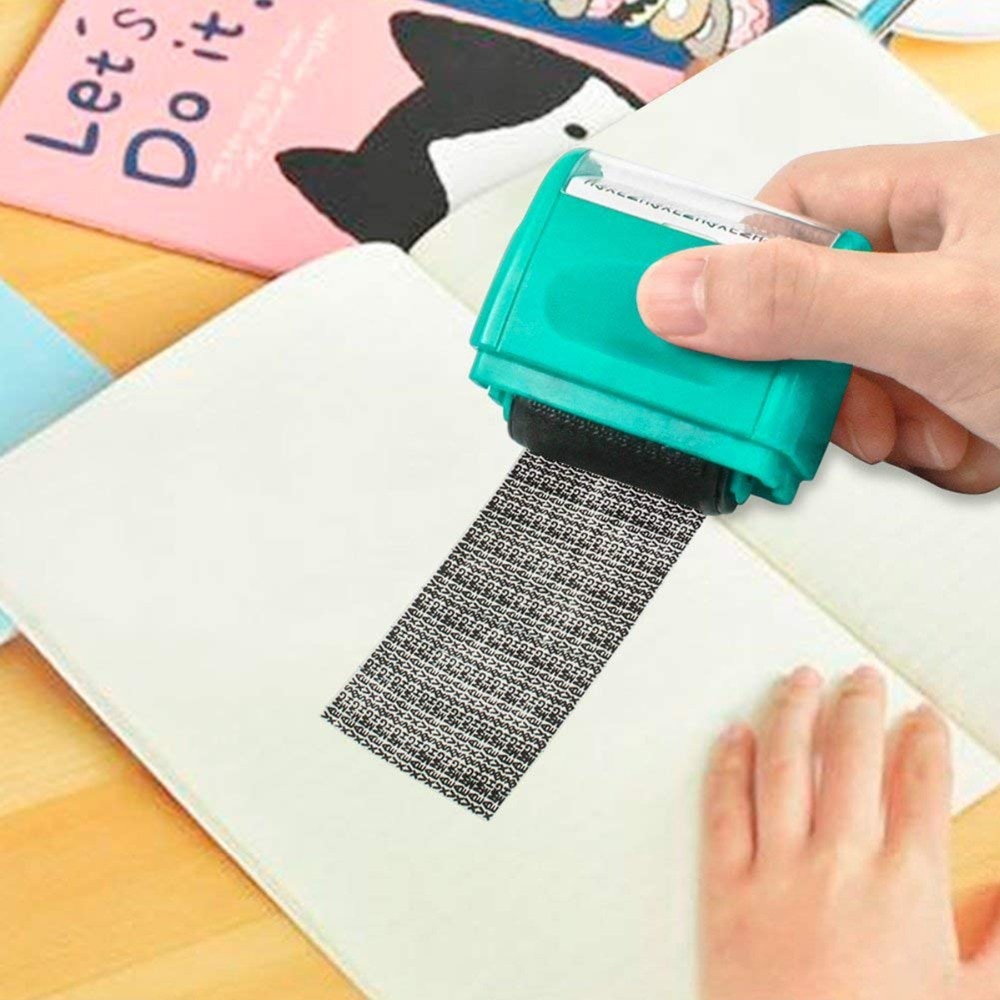 Roller Self Inking Stock Stamp Seal Theft Protection Code Guard Your ID Confidentiality Confidential Seal Office File Stamp Tool