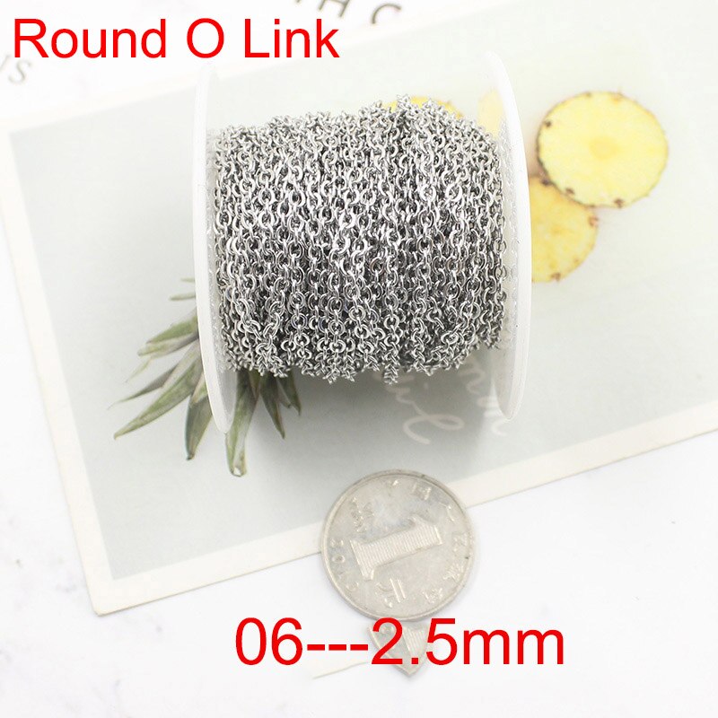 10 Yard/roll 1.0/1.5/2.0/2.5/3 millimetri In Acciaio Inox Piatto di Collegamento Catene Croce oro all'ingrosso Catena In Acciaio di Colore per DIYJewelry Fare Mestieri: round link 2.5mm