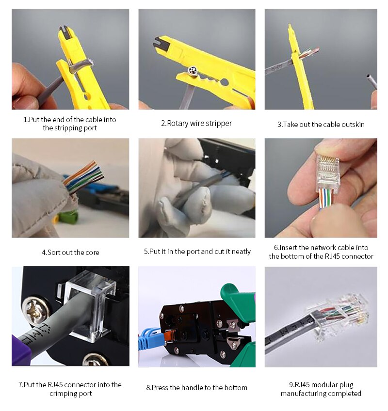 AMPCOM Pratical Series Blue RJ11 RJ45 Crimping Tool Crimping Pliers Network Cable CrimpTool for 6P 8P RJ-11/RJ-12 RJ-45