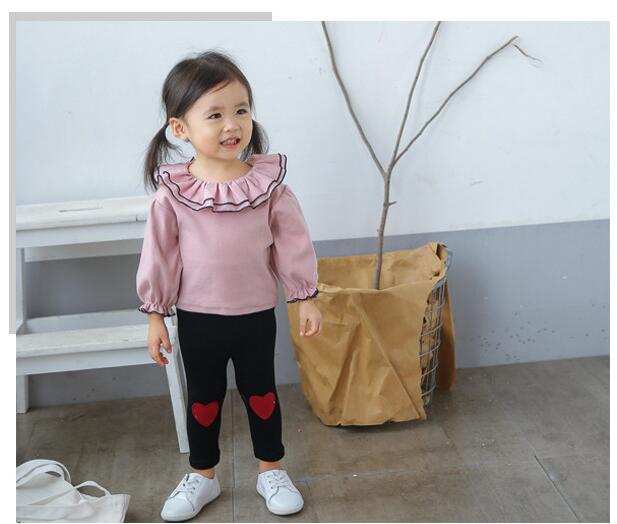 2017 Autunno Della Molla Dolce Bambino sailor style Camicetta Bambini Lanterna maniche Tops Tees Camicie di Cotone per Bambino Del bambino Vestiti delle ragazze: pink / 6m