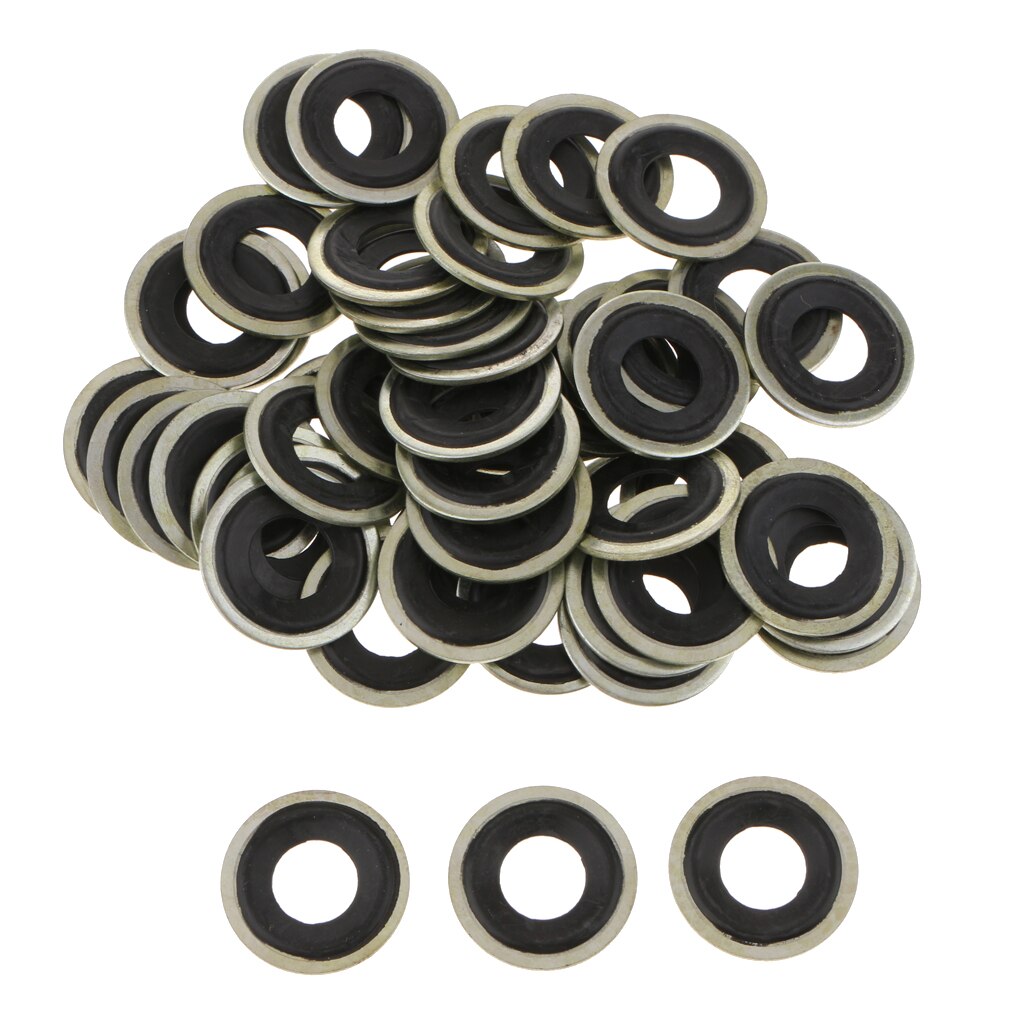 50 stück 14mm Metall Öl Ablauf Stecker Zerquetschen Waschmaschine Dichtungen Für GM Chevrolet Dorman M14 (Schwarz & Gelb)