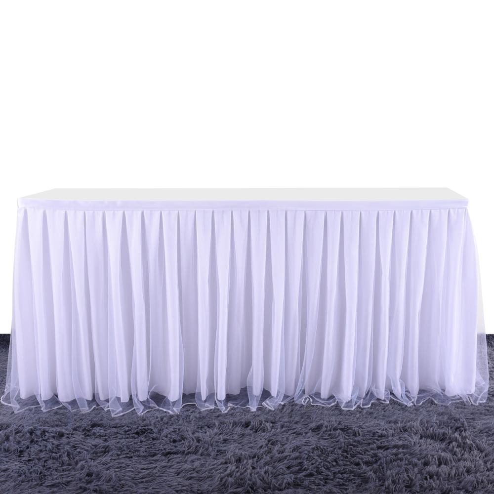 Falda de mesa de tutú de tul para boda, mantel plegable para banquete, cena, vajilla, Decoración de cumpleaños, Baby Shower,