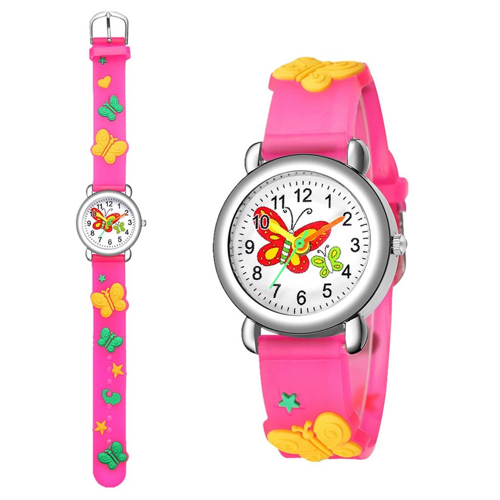 Cartoon Children Watch Cute butterfly Watches Girl Student waterproof leather Quartz Clock kids Quartz Analog Wrist Watch