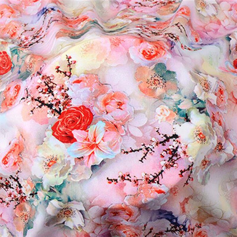 50*140cm Impresión Digital impresión tejido de seda, algodón flores forClothing casa vestido de DIY hecho a mano: 1