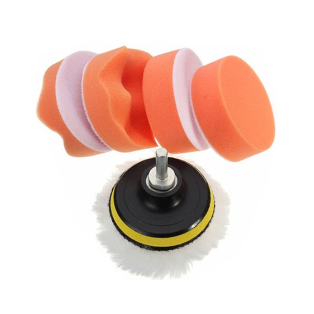 7pcs Car Polishing Pad Kit For Car polish Tool 3" Buffer Pad Set Waxing Buffing Pad Drill Set Polishing Wash Brush: ACCT045-02