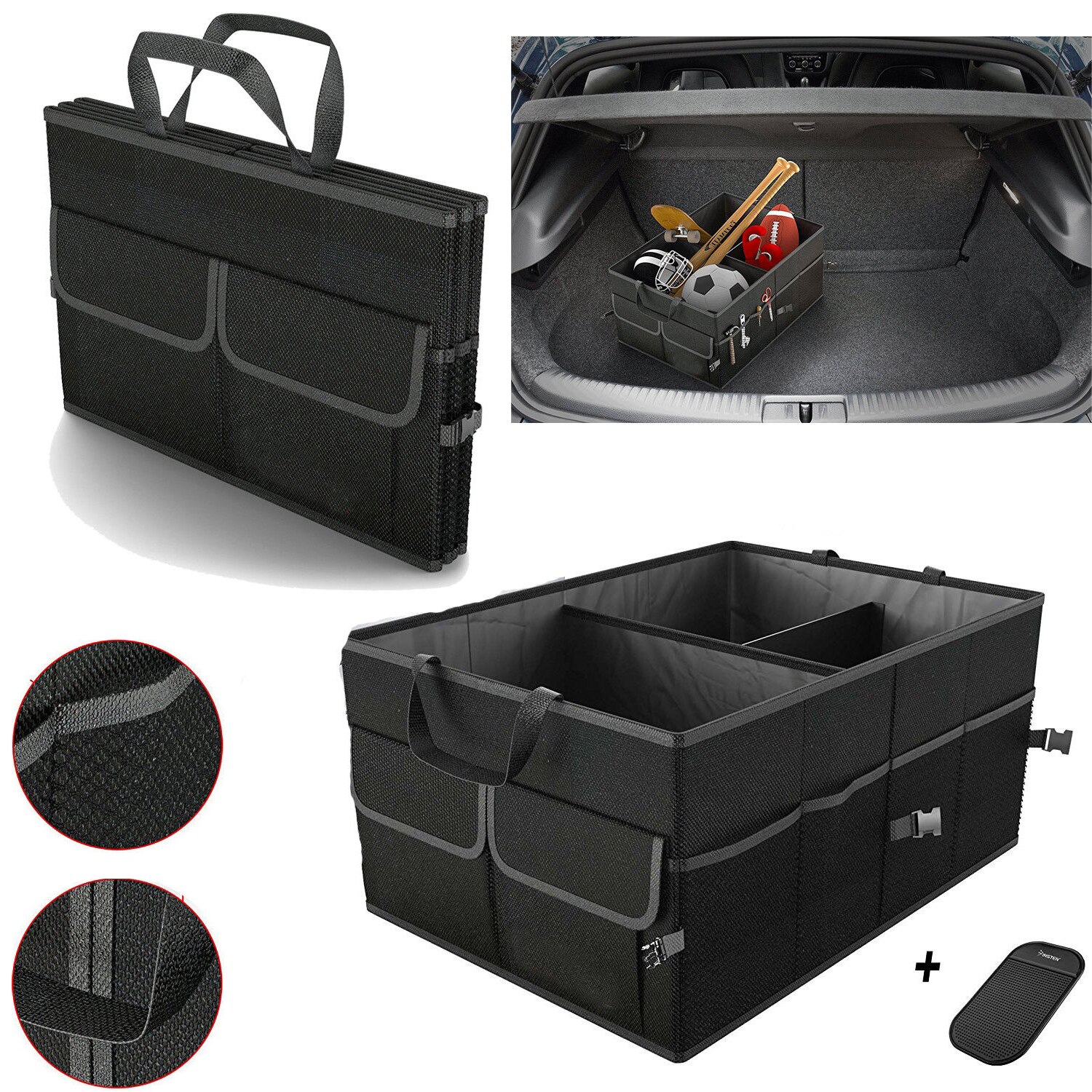 1pcs Trunk Cargo Organizer Folding Caddy Storage Collapse Bag Bin for Car Truck SUV