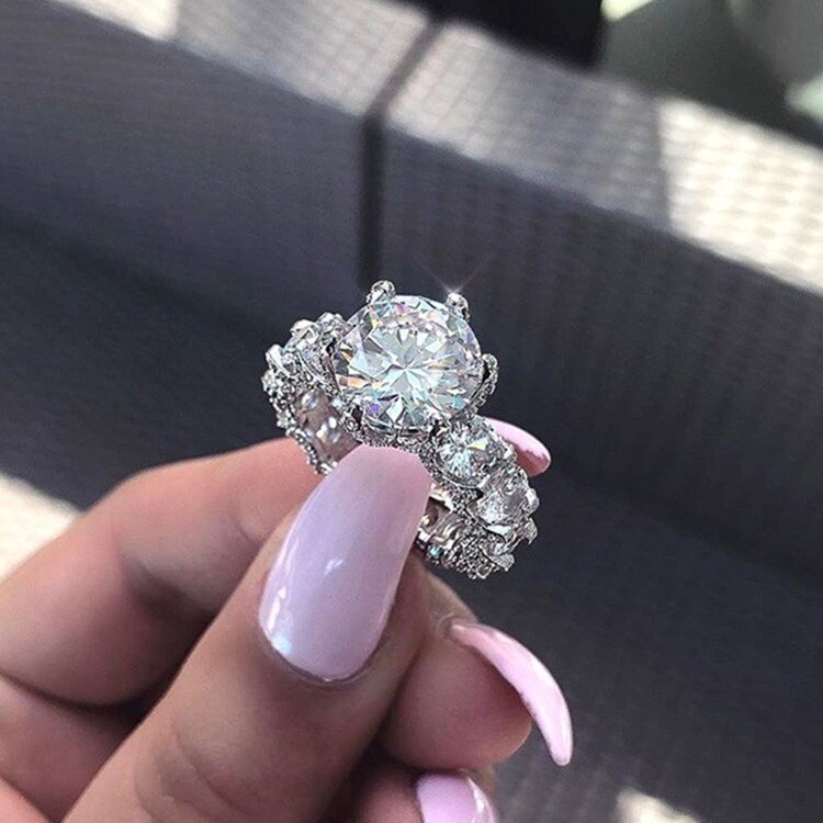 NPKDS Crystal Engagement Female Ring AAA White Zircon Cubic Ring Female Wedding Jewelry