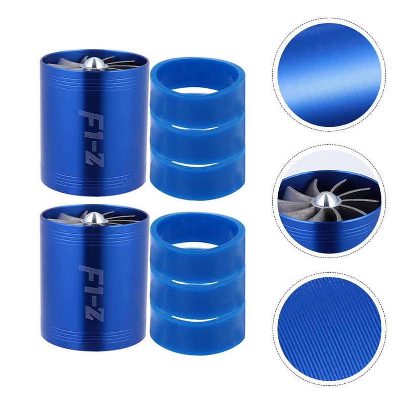 2 Stuks Dubbele Turbine Turbo 'S Lader Fan Auto Supercharger Met 6 Rubber Ring