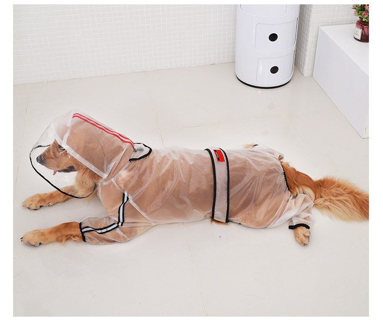 Pet Dog Raincoat Transparent Four feet Hooded Dog Clothing For Small Medium Large Dogs Outdoor Big Dog Waterproof Raincoats