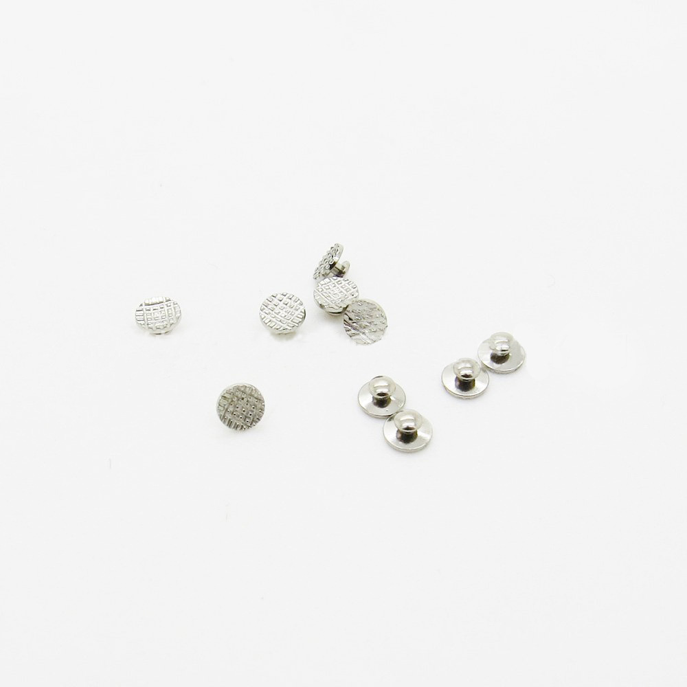 Bouton binoculaire orthodontique dentaire, monobloc MIM, maille ronde, fond métallique collable, 10 pièces/paquet, boucle latérale de langue