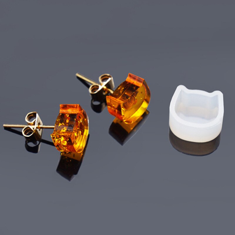 4 stuks/set siliconen hars mal kat dier mal sieraden maken vierkante zeshoek mal wit voor het maken van oorbellen