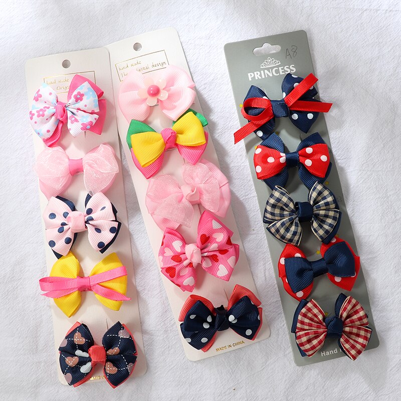 5 stk/sæt sløjfe hårnål pige farve print hårnål hår tilbehør baby farve sløjfe hår tilbehør børn hår spænder