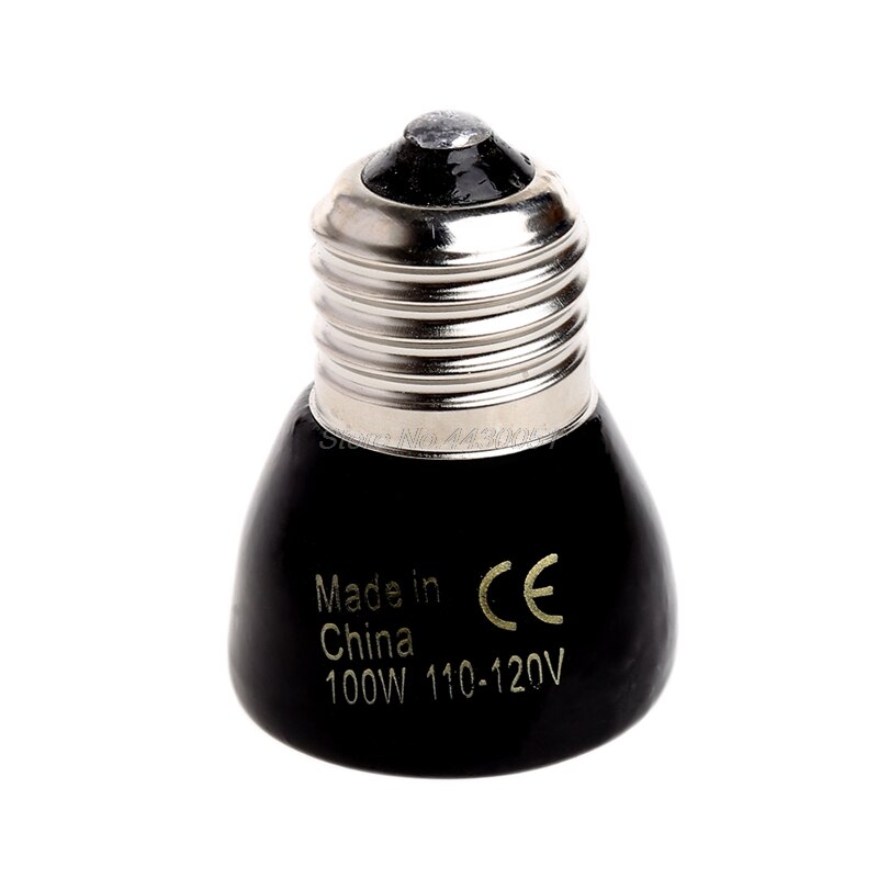 Luz de calefacción para mascotas, 25W, 50W, 75W, 100W, Mini lámpara de calor infrarroja de cerámica, Bombilla negra para incubadora de reptiles, 110 - 120 V: 100W