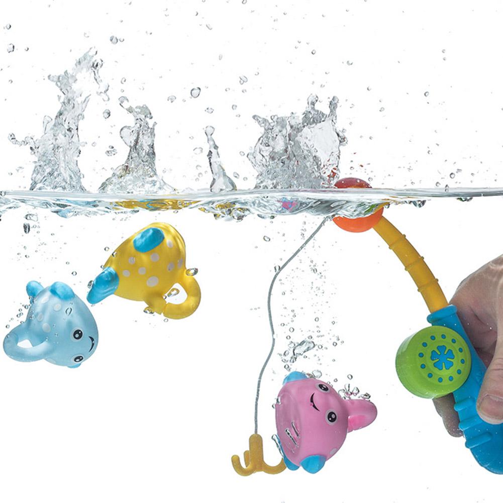 Kids Bath Toys Set Bathtub Fishing Game Water Toys Colorful Floating Fish with Hook Pole for Toddler Baby Boys Girls