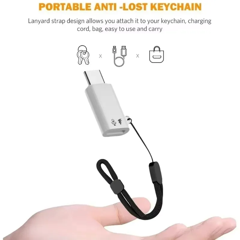 Adaptador OTG tipo C a convertidor Lightning para Apple 16 15, adaptador de transferencia de datos de micrófono Android portátil con cerradura, 2/1 Uds.
