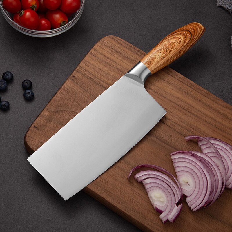 Kitchen Cleaver Knife Chef 4CR13 German Stainless Steel Forged Meat Full Tang Chopper Chinese Santoku Butcher Cook Tool