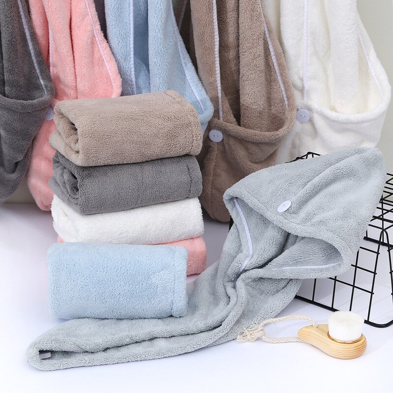 Chapeau absorbant à séchage rapide, 1 pièce, kaki, serviette, Turban enveloppant, chapeau de douche doux, accessoires de salle de bain C01