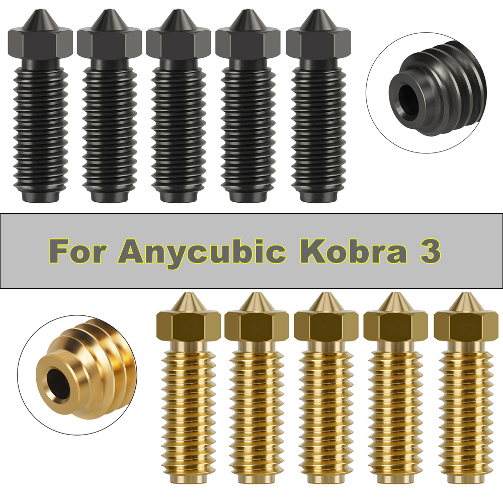per Anycubic Kobra 3 Ugello Ottone Acciaio Temprato Ugello Stampante 3D per Anycubic Kobra 3 Combo Kobra3, 0.2 0.4 0.6 0.8 1.0mm
