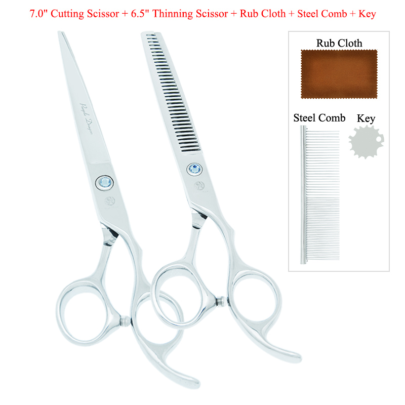 7 inch Purple Dragon Pet Scissors Japan Steel Dog Fur Cutting Thinning Shears Animal Curved Grooming Clipper Dog Supplies B0013B: B0013B-09-70