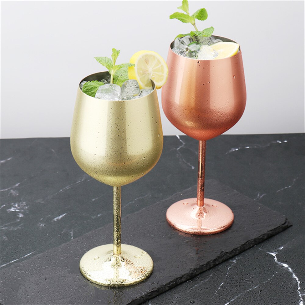 Copa de vino tinto de 500/200ML, vaso de cóctel para Bar, Picnic, Copa chapada en cobre de acero inoxidable, suministros de