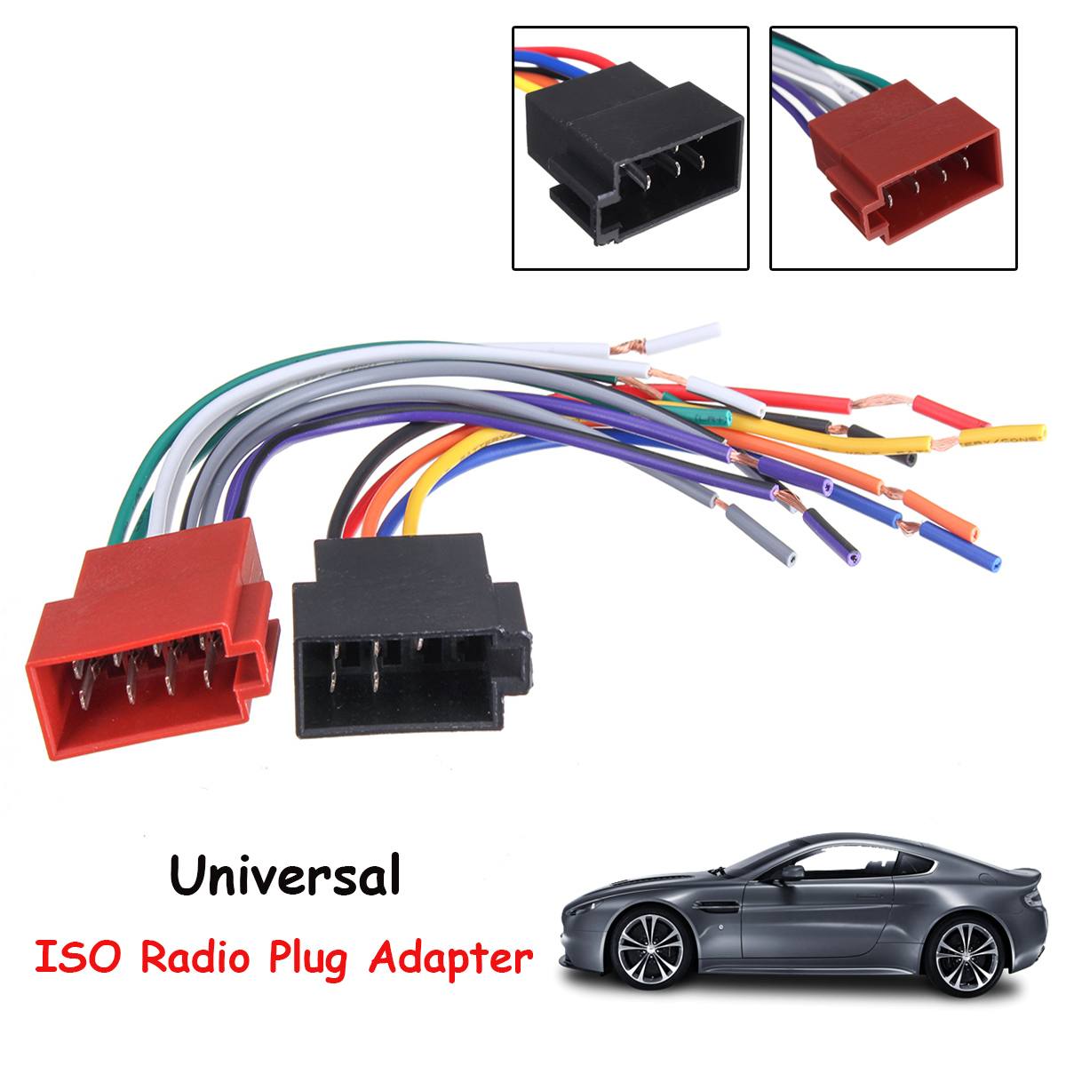 Universal Car Stereo Female ISO Radio Plug Adapter Wiring Cable Stereo Harness
