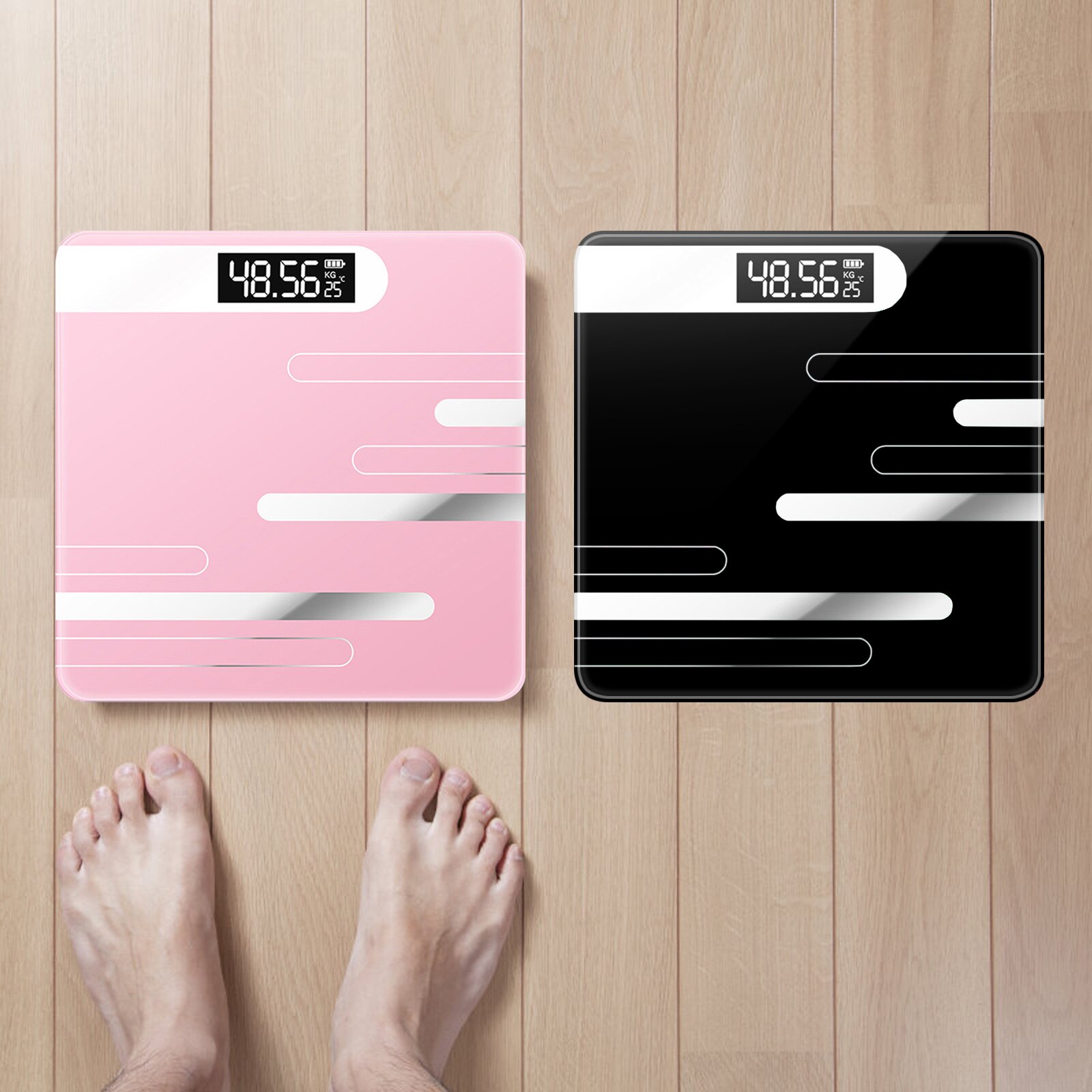 Báscula Digital inalámbrica para peso corporal, balanza de grasa corporal con batería, Bluetooth inteligente