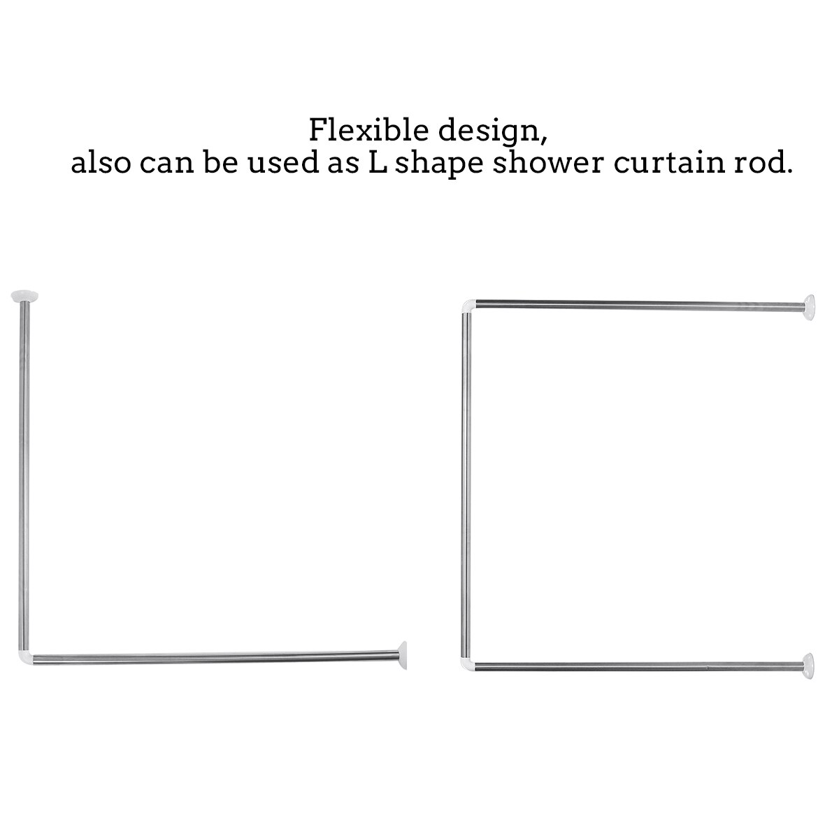 90*90*90cm U Shape Bathroom Shower Curtain Rods Stainless Steel/Aluminum Alloy Adjustable Bathroom Curtain Pole Bar Rail Rod