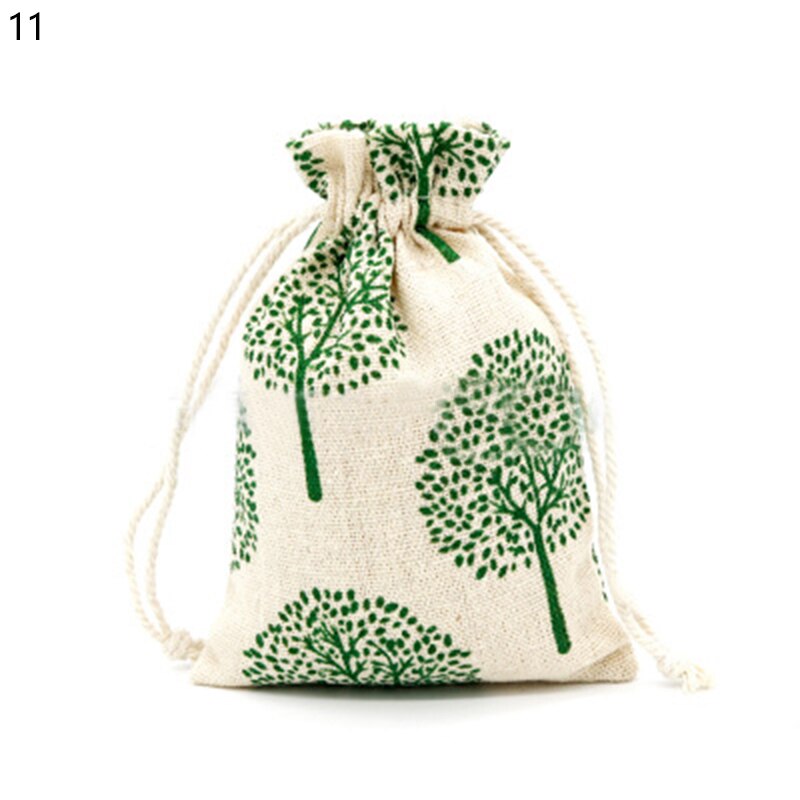 1pc trekkoord katoenen linnen print kleine organizer opbergtas portemonnee reistas dames kleine stoffen tas kersttas: 11