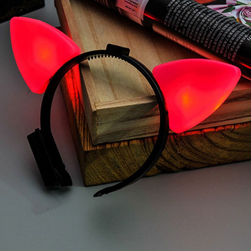 Women Girls LED Flashing Cat Animal Ear Headband Glowing Headwear Hairband Wedding Glow Wedding Party Supplies