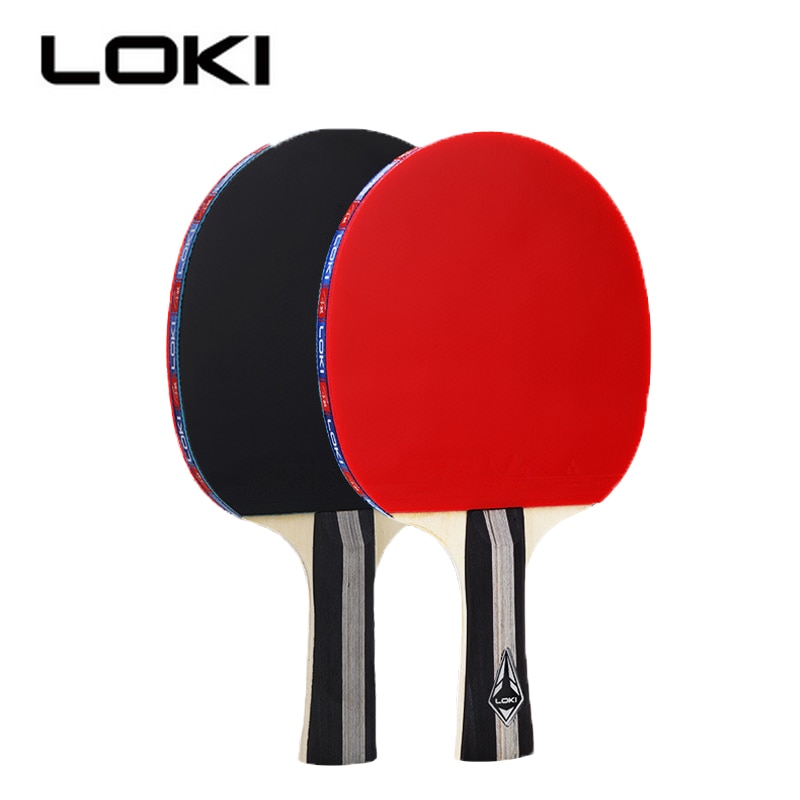 Loki-paletas de Ping Pong para principiantes, raqueta de tenis de mesa con 5 hojas de madera, 1 par de granos de goma