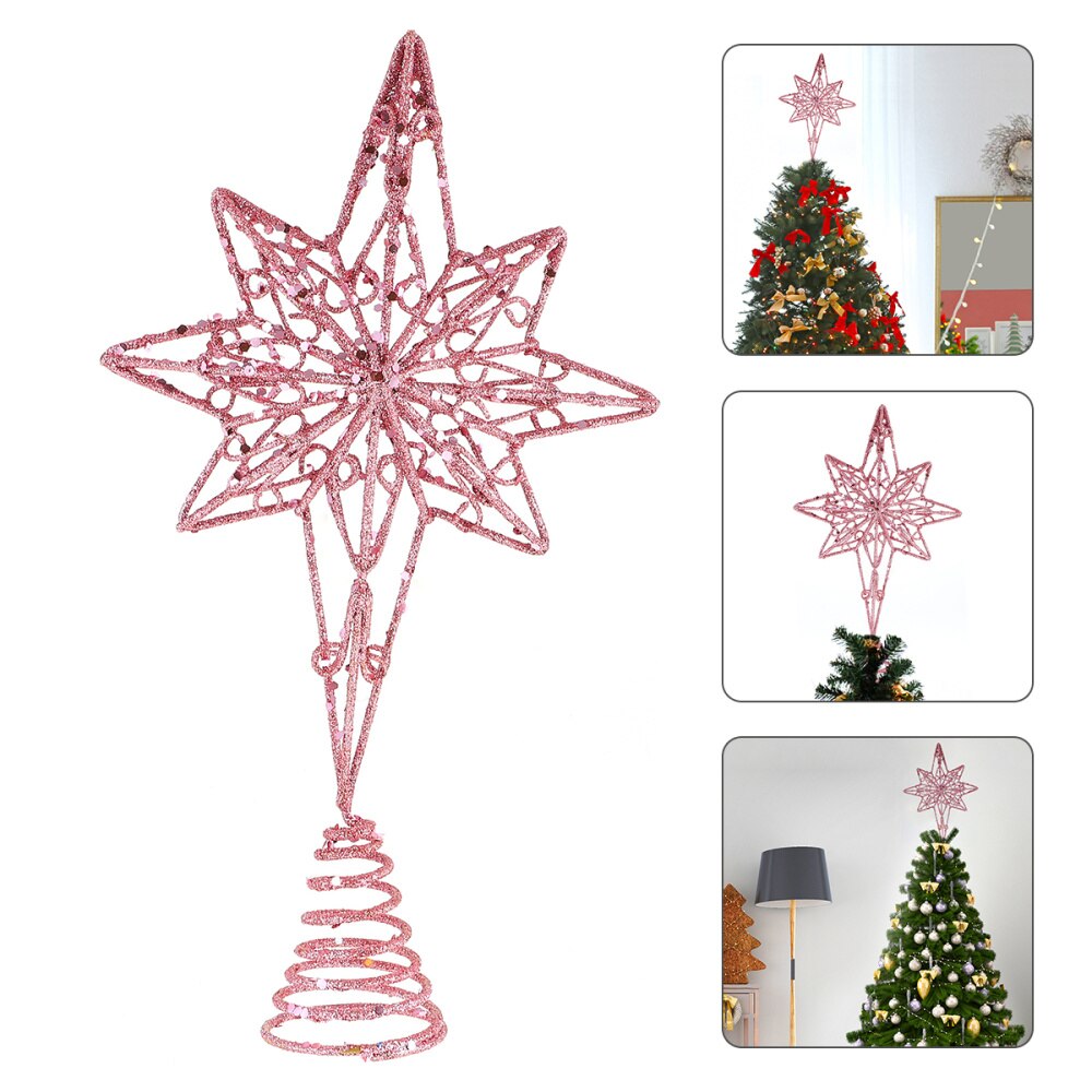 Anijsster boomtopper gouden ster kerstboomtopper ijzeren ster festival boomtopdecoratie voor thuisfeest (gouden , 16 x 30c