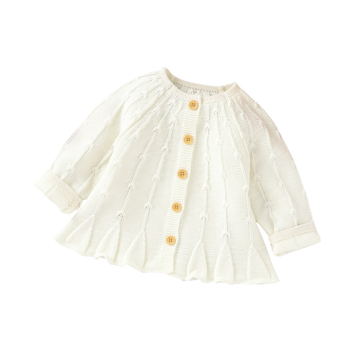 Baby Meisjes Trui Herfst Winter Peuter Kinderen Meisje Gebreide Lange Mouwen Single Breasted Ruches Truien Jurken: Beige / 24M