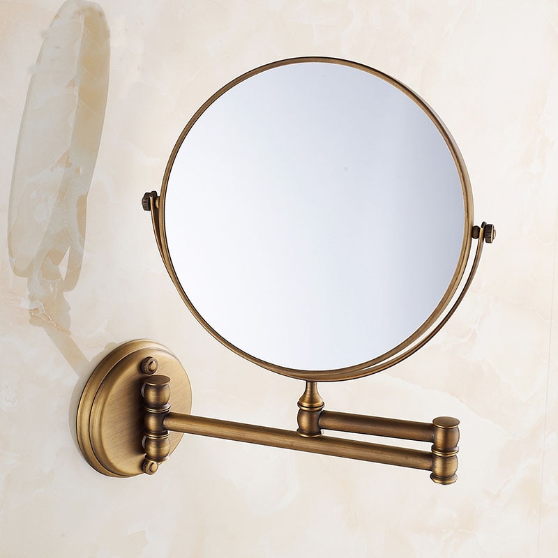 Make up spiegel koper cosmetische spiegel wandmontage, Antieke badkamer/slaapkamer dubbelzijdige spiegel schoonheid spiegel,