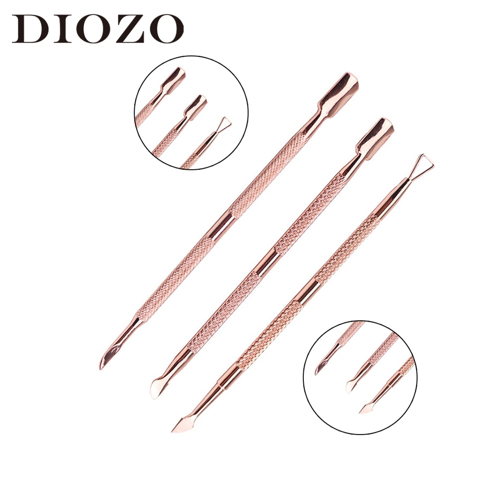 Diozo 3Pcs Cuticle Pusher Gold Nail Art Pedicure Gereedschap Nail File Nipper Spoon Remover Cutter Clipper Schaar Tool Nail pusher