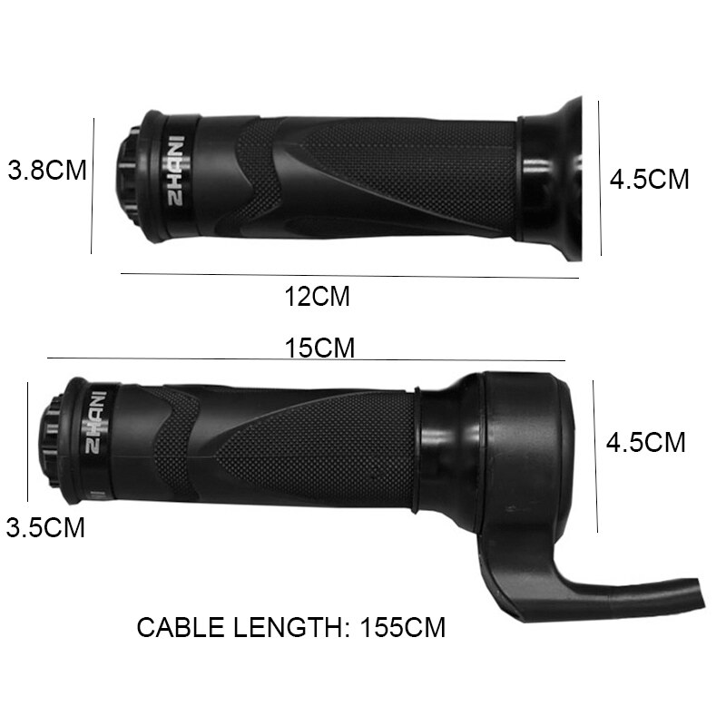 Electric Bike Scooter Twist Throttle Ebike Throttle Grip 24V-72V Speed Control Handle 155CM Thumb Handle for Electric Bike