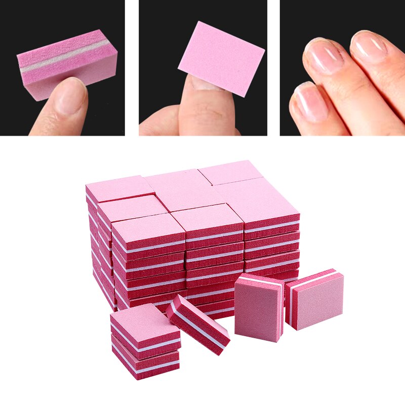 50pcs/packDouble-sided Mini Nail Buffer Blocks Colorful Sponge For Toe Polish Sanding File Strips Polishing Manicure Tools